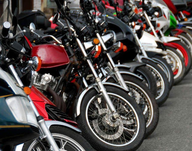 motorcycles in a row