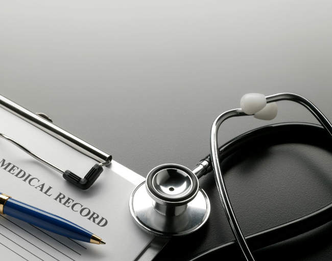 stethoscope with medical record
