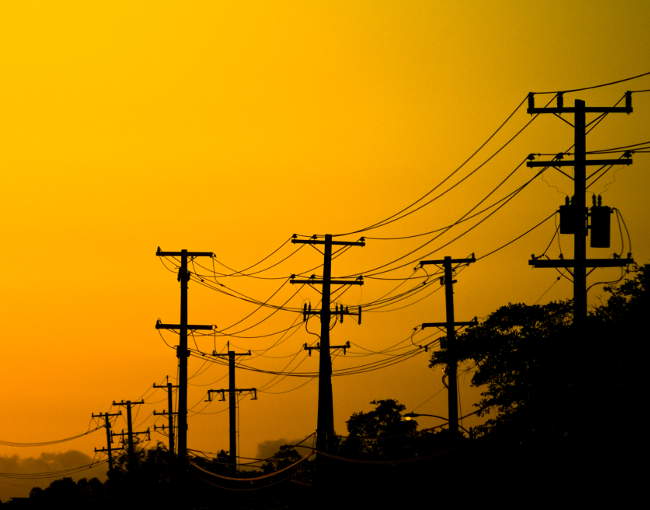 Utilities - power lines at sunset