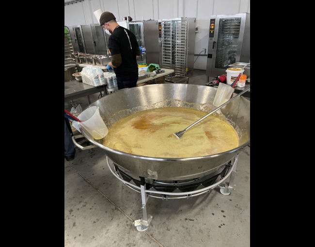 large vats of soup
