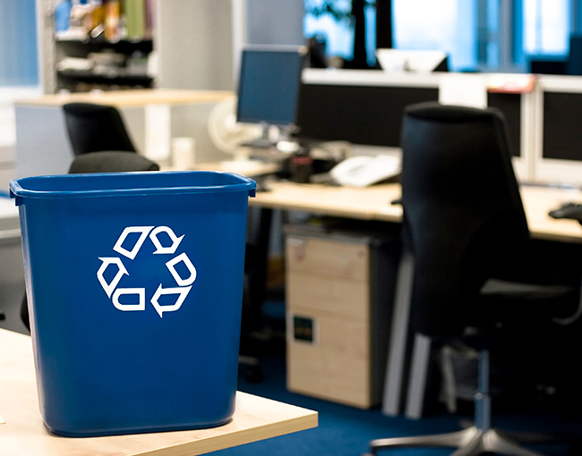 office recycling bin desk 